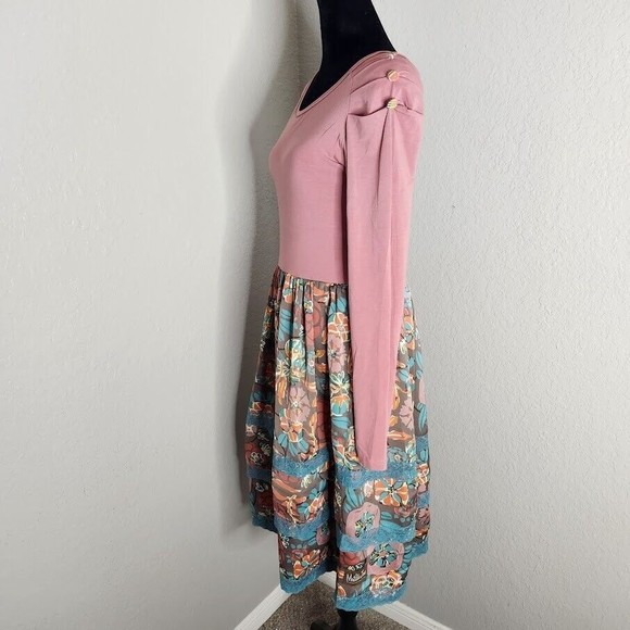 Matlida Jane You and Me Mona Ballet Dress Size Small Pink Floral Long Sleeve - Picture 4 of 12